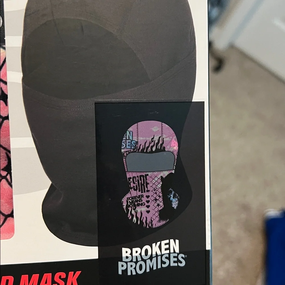 PSD Pink and Black Hooded Mask with Graphic Design